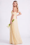 Vestito lungo da damigella in chiffon spalla a spalla
