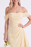 Vestito lungo da damigella in chiffon spalla a spalla