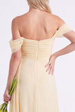 Vestito lungo da damigella in chiffon spalla a spalla