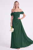Vestito lungo da damigella in chiffon spalla a spalla