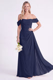 Vestito lungo da damigella in chiffon spalla a spalla