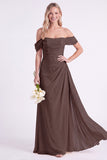 Vestito lungo da damigella in chiffon spalla a spalla