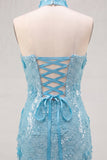 Abito corto di cocktail bodycon senza paillettes dorati con pizzo sulla schiena