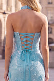 Abito corto di cocktail bodycon senza paillettes dorati con pizzo sulla schiena