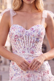 Bodycon paillettes lilla corsetto a livelli con volant vestito corto da ritorno a casa