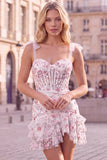 Bodycon paillettes lilla corsetto a livelli con volant vestito corto da ritorno a casa