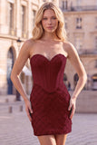 Corsetto blu Honeyheart Bodycon con perline per il vestito corto del ritorno a casa,
