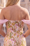 Vestito corto di homecoming corto a fiori rosa a spalle spalle