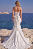 Corsetto bianco senza spalline Abito da sposa lungo da raso