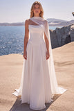 Corsetto basco bianco senza spalline in stile A-Line Abito da sposa lungo