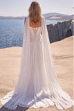 Corsetto basco bianco senza spalline in stile A-Line Abito da sposa lungo