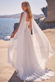Corsetto basco bianco senza spalline in stile A-Line Abito da sposa lungo