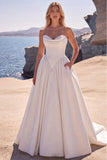 Abito da sposa lungo corsetto basco A-Line Sweetheart