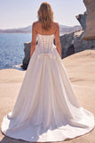 Abito da sposa lungo corsetto basco A-Line Sweetheart