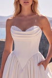 Abito da sposa lungo corsetto basco A-Line Sweetheart