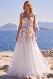 Corsetto bianco floreale in tulle con applici