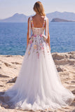 Corsetto bianco floreale in tulle con applici