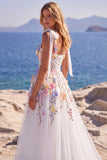 Corsetto bianco floreale in tulle con applici