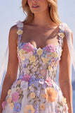 Corsetto bianco floreale in tulle con applici