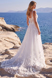 Corsetto floreale applicato in tulle bianco Abito da sposa lungo