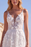 Corsetto floreale applicato in tulle bianco Abito da sposa lungo