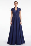 Abito Mother Of the Bride nero a V con scollo a perline applacciato con maniche a cappuccio