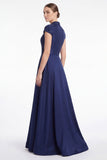 Abito Mother Of the Bride nero a V con scollo a perline applacciato con maniche a cappuccio