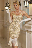 Abito Bodycon Midi anni '20 con paillettes scintillanti con orlo a frangia