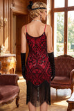 Abito Bodycon Midi anni '20 con paillettes scintillanti con orlo a frangia