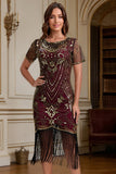 Abito Flapper anni '20 a maniche corte del Grande Gatsby Party a maniche corte e paillettes