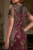 Abito Flapper anni '20 a maniche corte del Grande Gatsby Party a maniche corte e paillettes