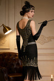 Abito da festa vintage in oro nero con paillettes di Great Gatsby anni '20