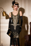 Abito da festa vintage in oro nero con paillettes di Great Gatsby anni '20