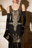 Abito da festa vintage in oro nero con paillettes di Great Gatsby anni '20