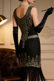 Abito da festa vintage in oro nero con paillettes di Great Gatsby anni '20