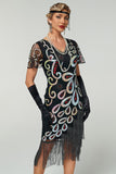 Vestito Flapper anni '20 con frange vintage con paillettes di Great Gatsby