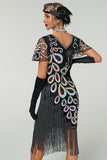 Vestito Flapper anni '20 con frange vintage con paillettes di Great Gatsby