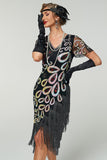 Vestito Flapper anni '20 con frange vintage con paillettes di Great Gatsby