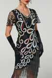 Vestito Flapper anni '20 con frange vintage con paillettes di Great Gatsby