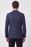 Giacca da cerimonia da fine anno con bavero con bavero blu navy con un solo petto