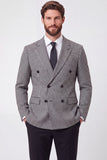 Blazer da uomo con risvolto dentellato doppiopetto nero