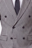 Blazer da uomo con risvolto dentellato doppiopetto nero