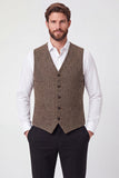 Gilet marrone da uomo a petto singolo