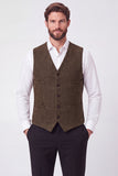 Gilet marrone da uomo a petto singolo