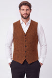 Gilet marrone da uomo a petto singolo
