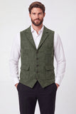 Gilet da uomo verde Army Single Breasted Single Petch con bavero