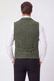 Gilet da uomo verde Army Single Breasted Single Petch con bavero