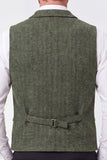 Gilet da uomo verde Army Single Breasted Single Petch con bavero