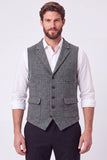 Gilet da uomo verde Army Single Breasted Single Petch con bavero