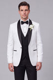 Completo da sposa da uomo con uno scialle a 3 pezzi con un solo bottone